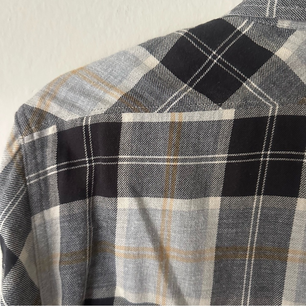 Current/Elliott Black and Gray Casual Button Down flannel Shirt size 2 Western - Picture 10 of 10